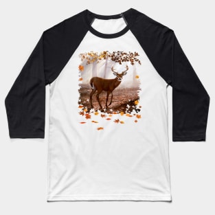 Misty Morning Whitetail Baseball T-Shirt